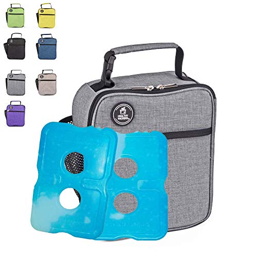 Healthy Packers Insulated Lunch Box for Adults and Kids w/ 2 Slim Long