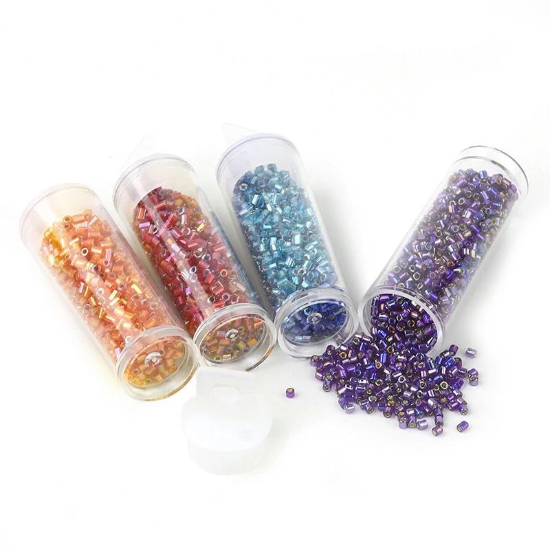 Kit de fabricación de pulseras, 1100 cuentas de tubo de vidrio y espaciadores para hacer joyas de bricolaje, cuentas de semillas de color AB de 2 mm para pulseras y collares
