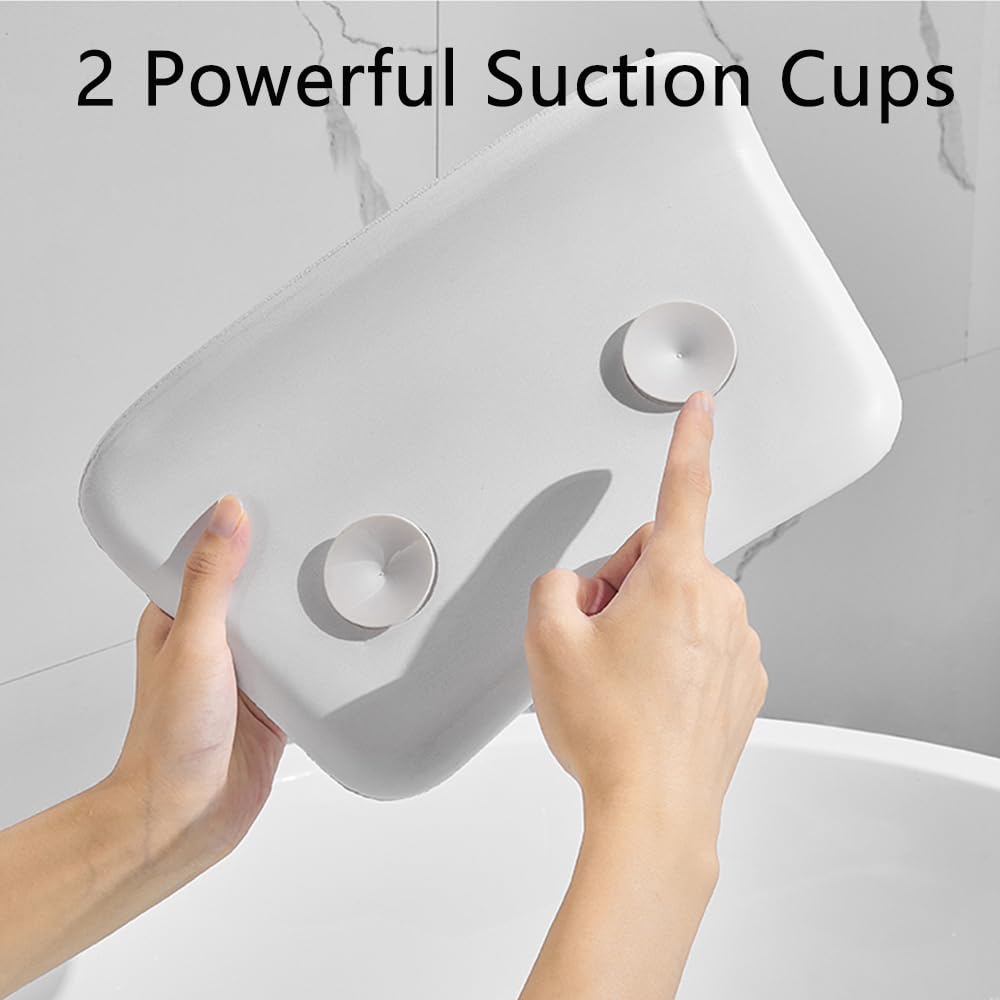 Cuscino per Vasca da Bagno con 2 Ventose Antiscivolo - Supporto Ergonomico Comodo per Idromassaggio, Relax in Spa e Bagno, Impermeabile e Lavabile - Bianco