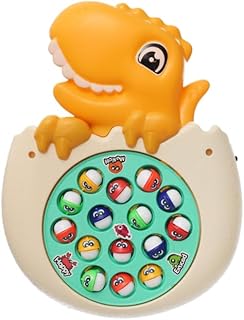 لعبة صنارة صيد من البلاستيك، مصممة بألوان مبهجة على شكل ديناصور، تحتوي على موسيقى لتطوير مهارات التركيز وإضافة المزيد من الترفيه للأطفال، متعدد الألوان