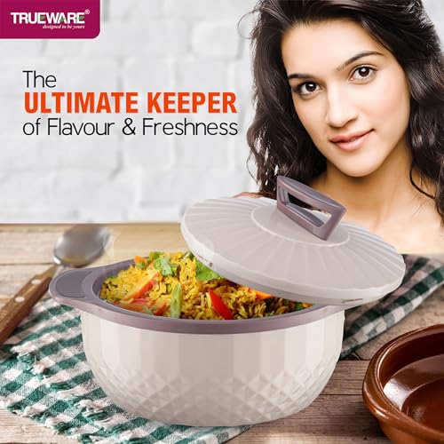 Image of Trueware Eternity Inner Steel Insulated 1500ML Thermoware Casserole | BPA Free | Odour Proof | Food Grade | Easy to Carry | Serving | Curd Maker | Hot Pot (Brown)