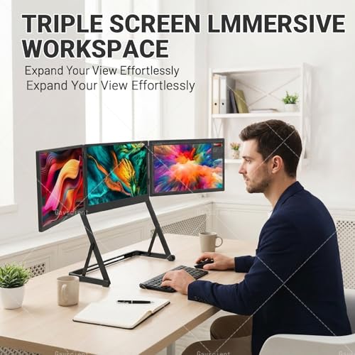 Image of Triple Laptop Screen Extender, HDMI /USB-C Pl-UG N Play, Windows /Mac /Android Compatible, 12-18.5in Laptop Fit, Travel-Friendly Triple Display.