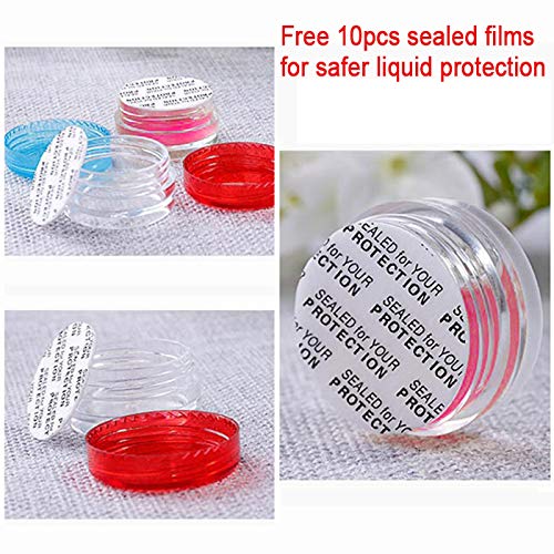 Miniatura 7 de Wopanxye - 20 frascos pequeños de 0.2 fl oz sin BPA, muestra cosmética de 0.18 oz, recipiente vacío de plástico con tapa de rosca azul, para