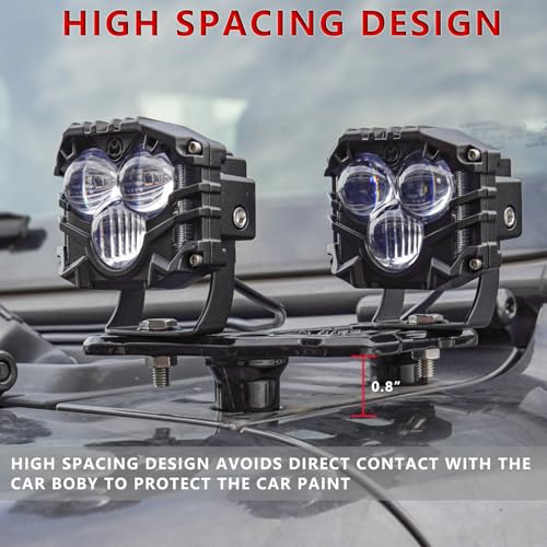 Image of JL Dual Light Bar Mount Brackets CNC A-Pillar Offroad LED Hood Pod Fog Lamp Mounting Stand Ditch Light Cowl Holder,2PCS Black Aluminum Alloy Mounts for Wrangler JL JLU 4xe Gladiator JT Accessories