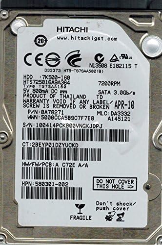 HITACHIHTS725016A9A364 P/N: 0A78271 MLC: DA3332 160GB