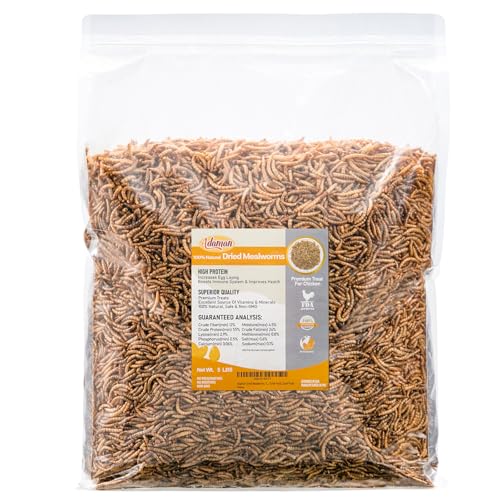 Adaman Dried Mealworms -5 LBS- 100% Natural High Protein Mealworms - Bulk Meal Worms for Blue Birds, Chickens, Ducks - Best Chicken Treats, Bird Food, Turtle Food