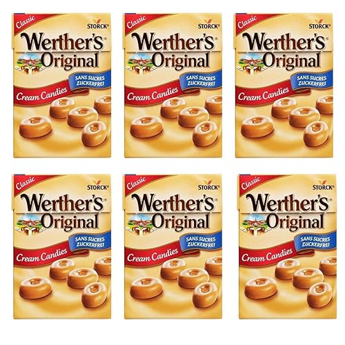 WERTHER S ORIGINAL - Sans Sucres Classique 42G - Lot De 6 Boites- Offre Spéciale