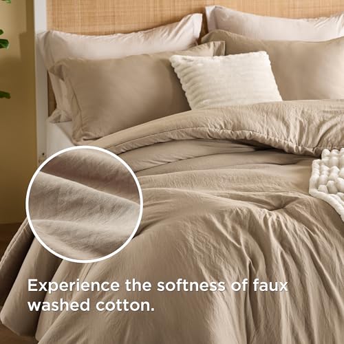 Bedsure Comforter Full Size 5 Pieces - Full Size Comforter Set with Fleece Throw Blanket and Decorative Pillow, Lightweiget Bedding Comforter Sets, All Season Bedding Sets, Khaki