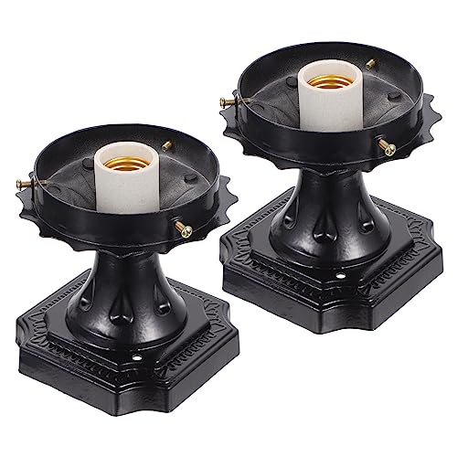 LALAFINA 2pcs E27 Screw Light Sockets Outdoor Fence Post Lamp Holders Solar Post Lights Easy Install