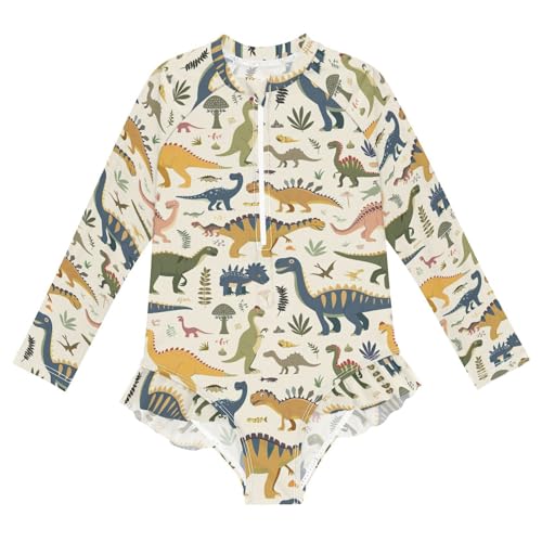 Cute Dinosaur Dino Girls Long Sleeve One-Piece Swimsuit UV Protection Quick Dry Swimwear Bathing Suit 20856038