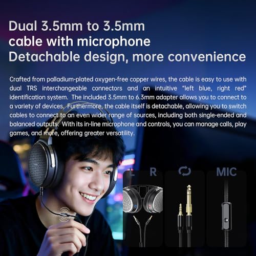 Image of FiiO JT3 Over-Ear Open-Back Headphones, 50mm Dynamic Driver, PEK+PU Composite Diaphragm, Detachable 3.5mm Cable with Mic for Music & Gaming (Silver)