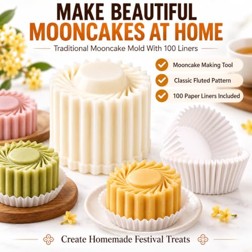 Sunflower Patterned Round Hand Press Mooncake Mold,Double Ended Pastry Mold - image 3