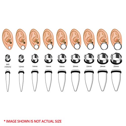 BodyJ4You 36PC Ear Stretching Kit - 00G-25mm Big Gauges - Surgical Steel Single Flare Tunnels Plugs Solid Acrylic Tapers - Stretchers Weights Expanders Eyelets2
