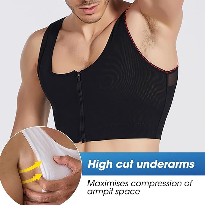 Men Compression Vest for Post Surgery, Gynecomastia Chest Binder Compression Shapewear for Men Moisture-Wicking4