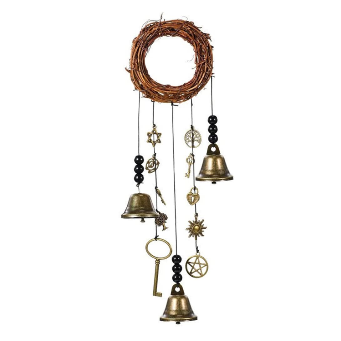 Campana de viento de bruja como corona de puerta para regalo de hogar