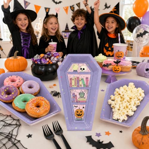 24PCS Halloween Paper Plates,Coffin Halloween Disposable Party Plates Decor - image 5