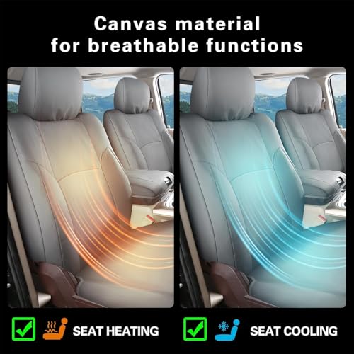 Image of Coverado Chevy Silverado Oxford Seat Covers Full Set, Fit for Silverado GMC Sierra 2007-2013 & 2019-2026 1500, 2020-2026 2500HD 3500HD Crew Double Extended Cab(Flat Front&Flat Rear, Gray)