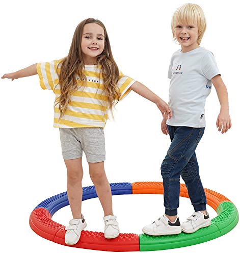 Flash Deals - 40% OFF Special Supplies Balance Circle Beams Stepping Stones for Kids, 8 Pc. Set, Non-Slip Textured Surface and Slip Resistant Floor Rubber Edges, Promote Agility, Strength, Active Play