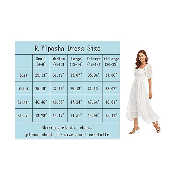 RYIposha-Women-Vintage-Elastic-Square-Neck-Ruffled-Half-Sleeve-Summer-Backless-Beach-Flowy-Maxi-Dresses R.YIposha Women Vintage Elastic Square Neck Ruffled Half Sleeve Summer Backless Beach Flowy Maxi Dresses,8-10,White