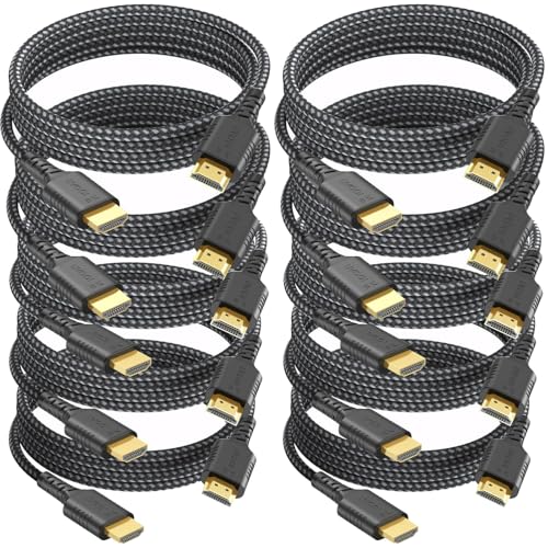 Image of 8K HDMI Cable 10-Pack 6FT, HDMI 2.1 Cord Multi Pack,Braide 48Gbps Ultra High Speed HDMI Cable 8K@60Hz & 4K@240Hz /165 /144Hz, HDR10+, eARC, HDCP 2.2&2.3, Dynamic HDR,DTS:X for PS4 /PS5, PC, Monitor,TV