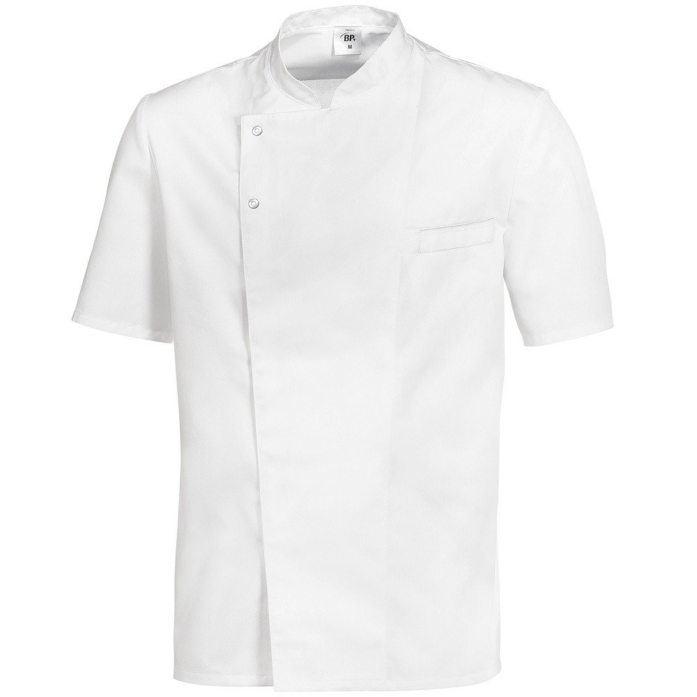 BP Gourmet 1548-400-21 - Giacca da cuoco a maniche corte, maniche a 1/2, 65% poliestere, 35% cotone, bottoni automatici in acciaio inox, vestibilità standard, taglia XL, colore: bianco
