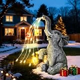 GIGALUMI Elefanten Statue Gartendeko, Bewässerung Elefant Figur Solarbetriebene LED Lichter, Geburtstagsgeschenke für Frauen, Geburtstagsgeschenke für Mama