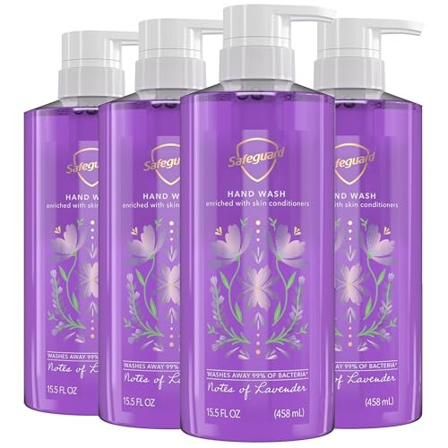 Safeguard Liquid Hand Soap Micellar Deep Cleansing Washes Away 99% Bacteria Made with Natural Moisturizers Enriched with Skin Conditioners PH Balanced Lavender Scent 15.5 oz (Pack of 4)