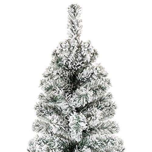 Best Choice Products 7.5Ft Snow Flocked Artificial Pencil Christmas Tree Holiday Decoration W/Metal Stand #TOP2