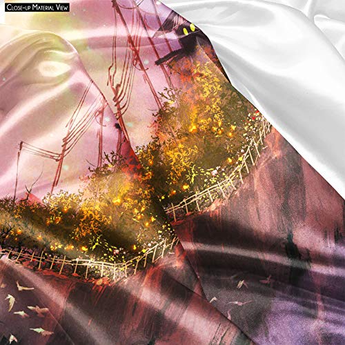 Image of ArtzFolio Fantasy Scenery With Floating Islands Satin Fabric Painting Tapestry | Scroll Art Hanging 28.3 x 40 inch (72 x 102 cms)