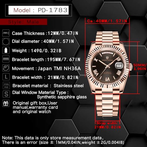 Image of Pagani Design DD40 PD1783 Men's Luxury Automatic AR Sapphire Glass Mechanical Watch Men 10 Bar NH36A Movement