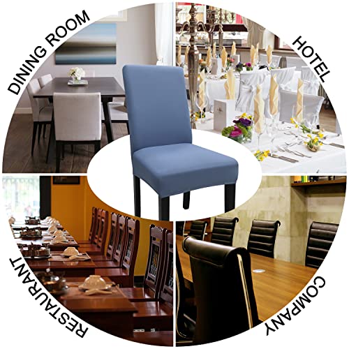 Keyroal Dining Room Chair Covers Set Of 4, Stretch Solid Color Parsons Chair Slipcovers Spandex Removable Washable Kitchen Chair Protector Cover For Dining Room, Hotel, Ceremony(Grey Blue) #TOP6