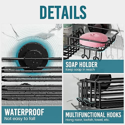Taili Shower Caddy Suction Cup 2 Pack With Hooks & Soap Holder thumb #2