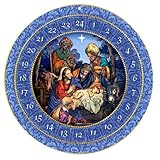 Needzo Round Hanging Religious Catholic Advent Calendar 2024, For We Have Seen His Star Nativity Scene Colorful Countdown to Christmas Activity, Daily Bible Verse Flip Calendars, 13.75 Inches