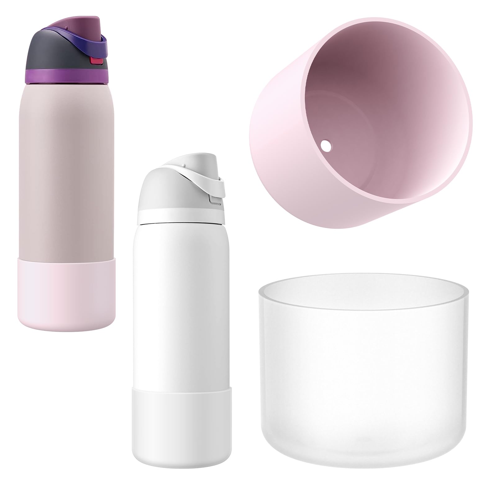 yoelike 2PCS 2 Colors Silicone Water Bottle Boot for Owala, Anti-Slip Protective Sleeve for FreeSip/Twist/Flip, Watter Bottle Accessories, Bottom Bumper Cover, Dishwasher Safe, BPA Free