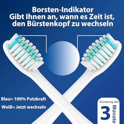 Rebeool 8 Stück Ersatzbürsten Kompatibel mit Philips Sonicare, Zahnbürstenaufsatz für Protective4500, 5100, 3100, 4300, Diamond 9000, 9400 Aufsteckbürste für täglich präzise Zahnreinigung 4