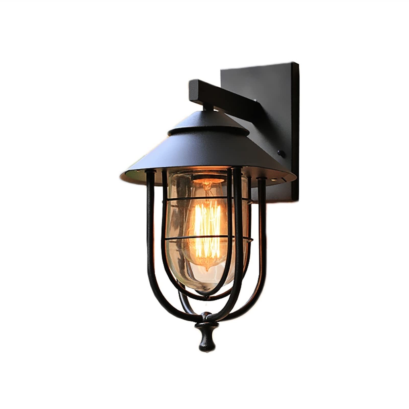 HYJAUSXB Outdoor Wall Lantern, 1 Light Exterior Sconce Lamp Fixture, Industrial Vintage Design, Waterproof Finish, Clear Glass Shade, Mounted Lighting