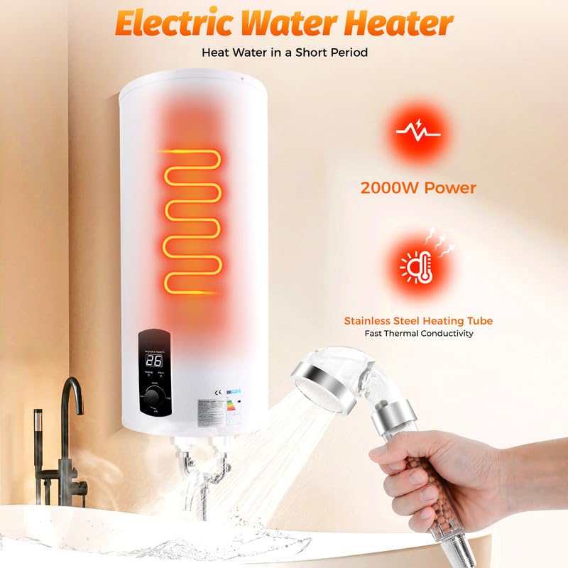 Calentador De Agua Eléctrico De 60 Litros Para Montaje En Pared Vertical, Termo Eléctrico Con Depósito De Agua Caliente Para Baño Y Cocina