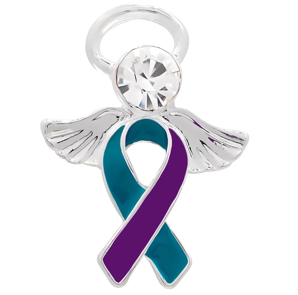 Image of Suicide Awareness and Prevention Pin - Bulk Packs - Variety Pack of Teal & Purple Ribbon Pin Perfect for Support Groups, Gift-Giving and Fundraising