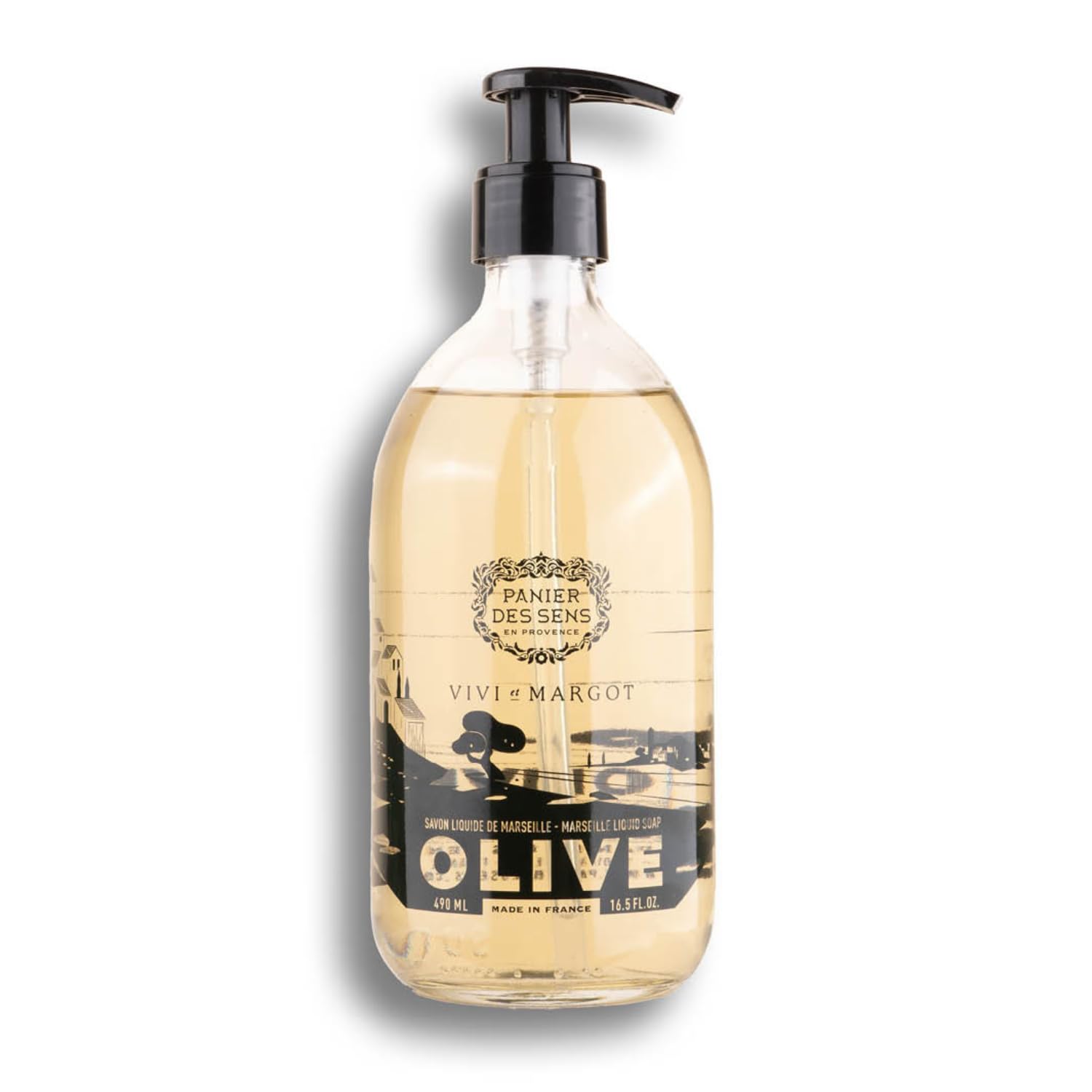 Gift Idea, Limited Liquid Marseille Soap Olive, Glass, Moisturising Liquid Hand Soap, Olive, Argan & Coconut Oil
