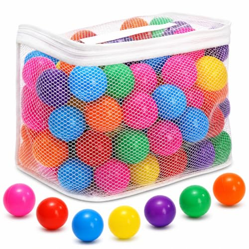 Image of Goaste 100 Pack Small Ball Pit Balls for Kids, 2 Inch Plastic Playpen Balls with Storage Bag, Multi-Colored Bounce House Balls Crush Proof, BPA Free Swim Pit Fun Toy for Playhouse, Tent (7 Colors)