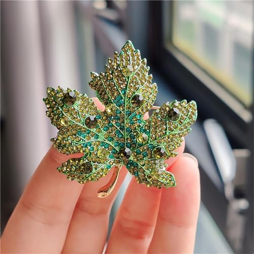 Image of WCRAZYE Rhinestone Maple Brooch Pin for Women Girls Sparkling Full Micro Pave Crystal Fall Thanksgiving Vintage Colorful Maple Leaf Lapel Pin Party Prom Wedding Thanksgiving Jewelry Gift