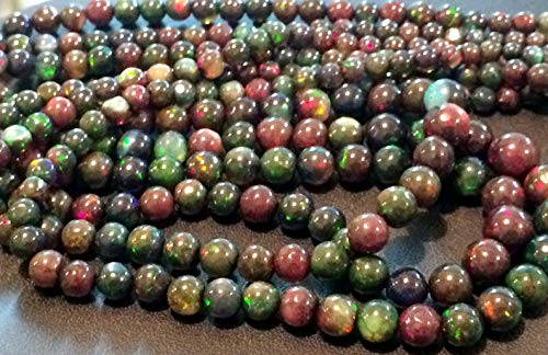 Perles D'opale éthiopien Naturel Avec Collier En Onyx Noir - 50,40 Ct - Fait Main