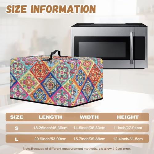 Image of Microwave Oven Cover Dust-Proof Small Kitchen Appliance Protector Air Fryer Toaster Oven Cover Kitchen Baking Accessories, L, 20.9 x 15.7 x 12.4 Inches, Colorful Ethnic Floral