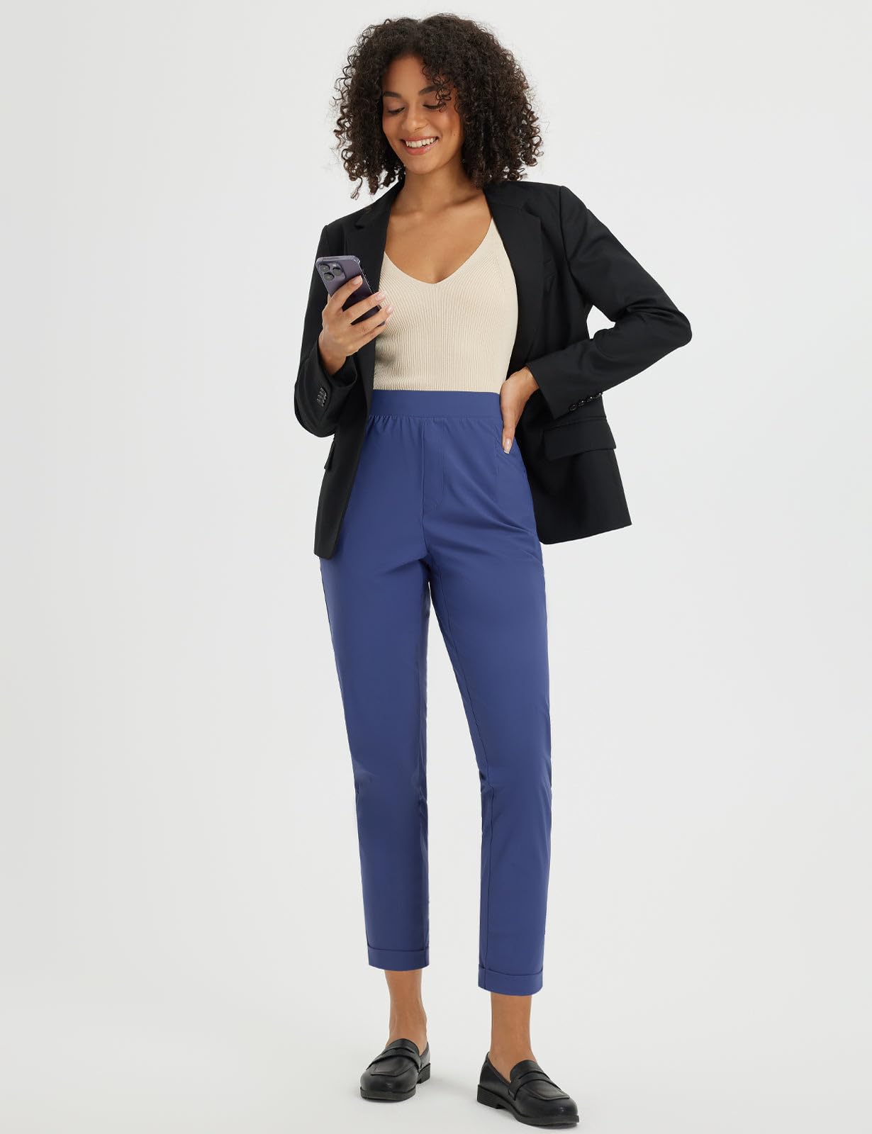 baleaf Womens Travel Pants Stretch with Zipper Pockets Petite Ankle Dressy Work Business Casual Golf Slacks