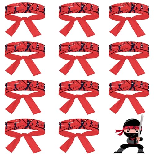 ZOIIWA 48Pcs Karate Headbands Birthday Party Favors Red Karate Themed Headbands Party Decorations for Kids Boys Girls Adults Birthday Party Supplies Costumes Decorations and Gifts Adjustable Size