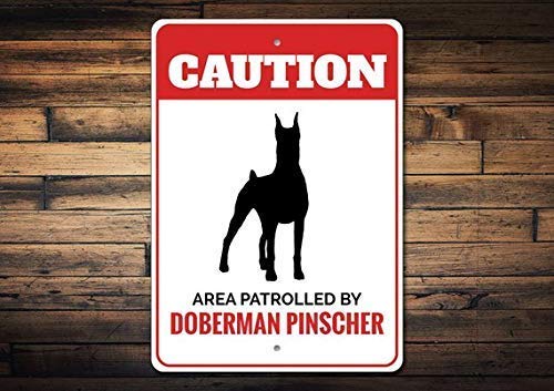 Lilyanaen Aluminum Dog Sign - Doberman Decor & Gift for Outdoor & Indoor (12 x 8)