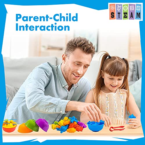 Image of UNIQUE KIDS Counting Educational Learning Toy Set with Sorting Cups - Fun Color Classification and Math Training Game for Toddlers and Preschoolers Ages 3 and Up
