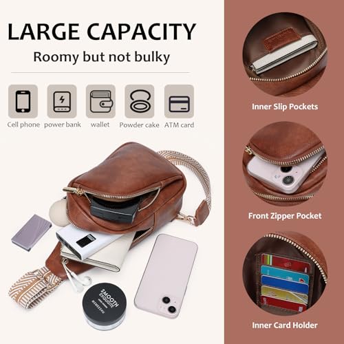 Small Crossbody Bags for Women Trendy Vegan Leather Crossbody Bag Sling Travel Women's Fanny Packs (Brown)3