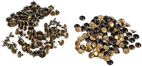 100 Set Borchie Per Pelle Con Doppio Cappuccio - 8x8mm, Oro, Per Fai Da Te E Riparazioni - Foto 3