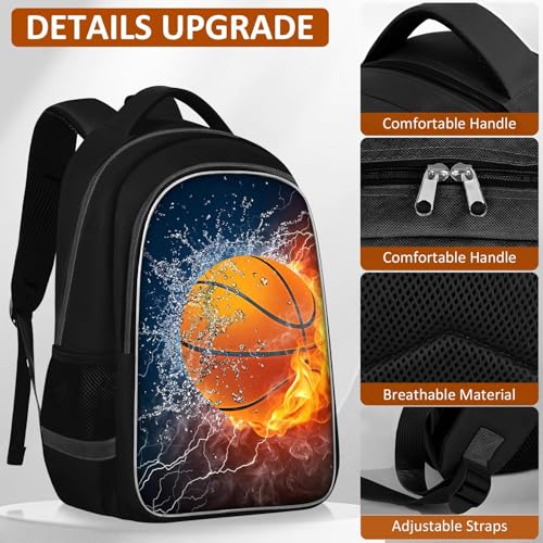 School Backpack for Boys - 4pcs American Football Boys Backpack with Lunch Box Set for Kids Children Teens Elementary Middle School - 17″ Sport Bookbag Travel Back Pack for Age 6-18 - Image 2